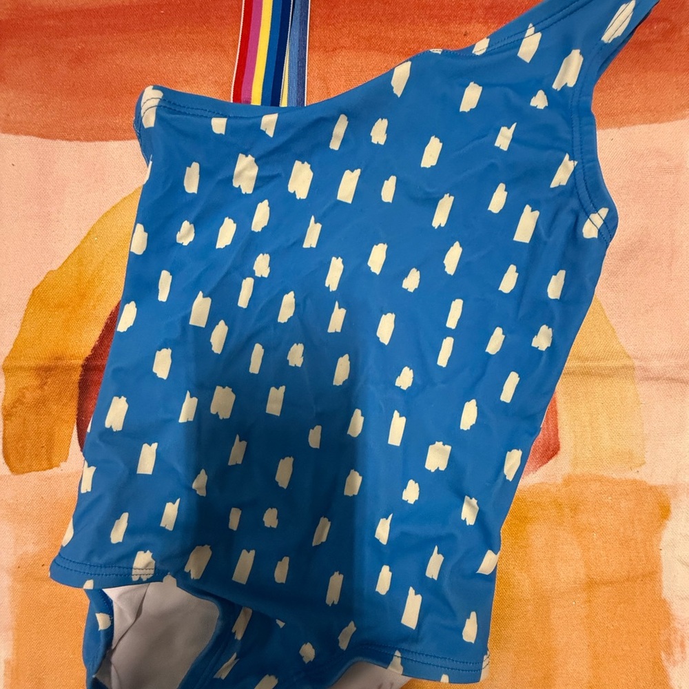 Blue and White Patterned Swimsuit